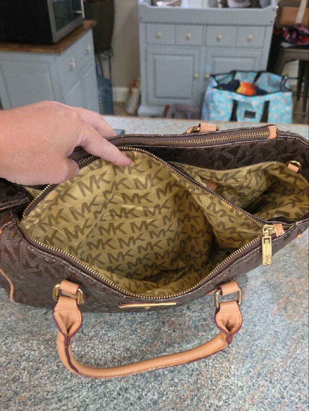 Michael Kors Brown & Tan Logo Satchel
